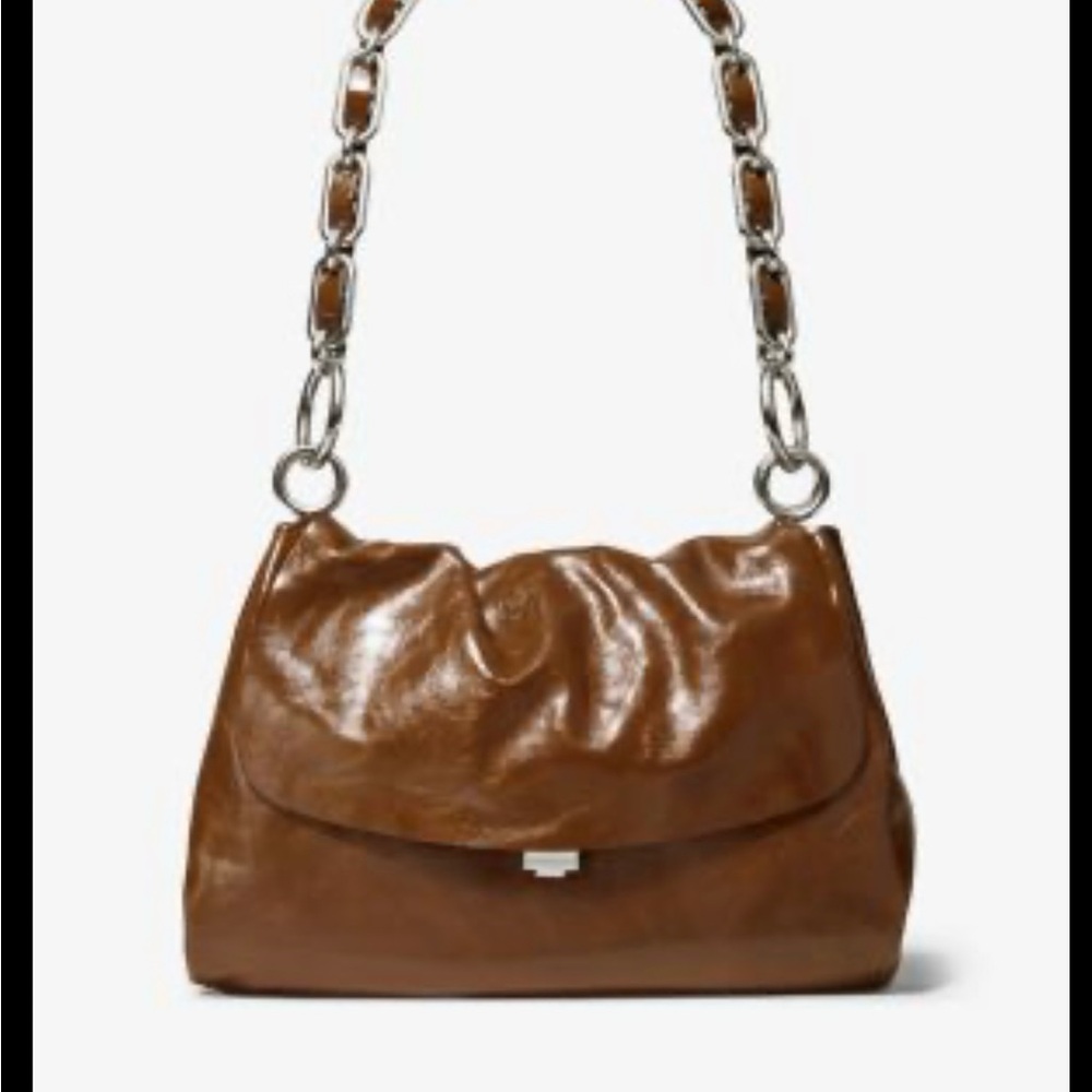 Michael Kors Collection Brown Leather Shoulder Bag with Chain Strap new with tag